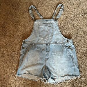Light wash denim overalls
